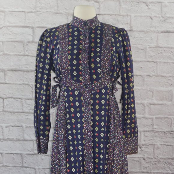 Vintage 70s Mindy Malone ILGWU Floral Boho Prairie Dress - Picture 2 of 10